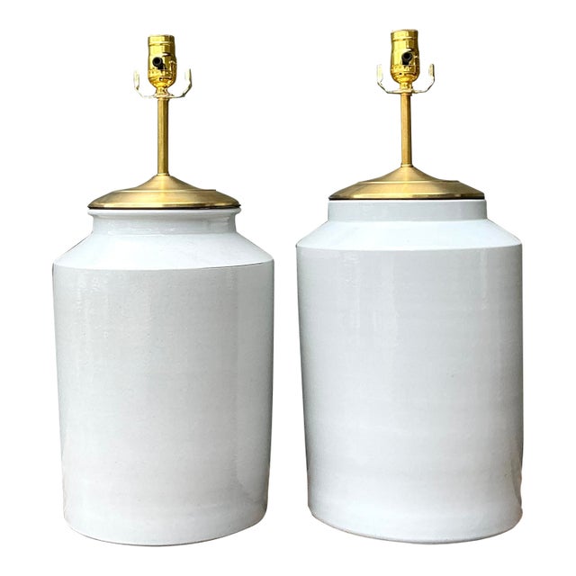 Vintage Glazed Ceramic Jar Lamps - A Pair For Sale