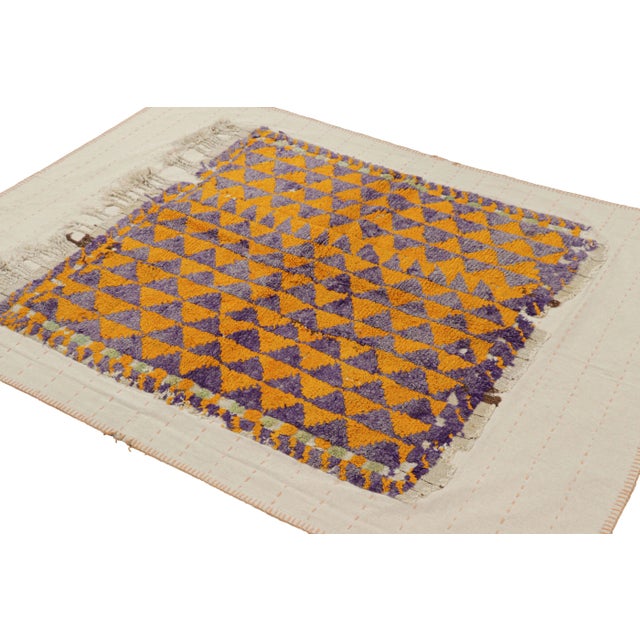 Rug & Kilim Vintage Turkish Rug With Purple and Orange Geometric Patterns | Rug & Kilim For Sale - Image 4 of 7