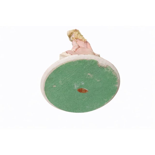 Ceramic Vintage Hand-Painted Porcelain Girl with Flower Basket and Puppies Figurine by Antonio Belcari for Dear, 1987 For Sale - Image 7 of 8