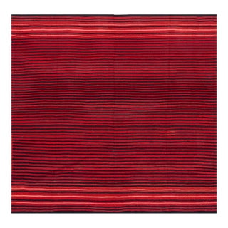 1920s Red Background Stripe Black and Ivory Desing Antique Navajo Rio Grande Rug For Sale