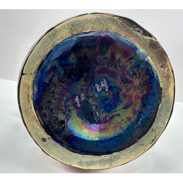 1900s Clément Massier Art Nouveau Pottery Vase With Iridescent Apple Design 14"h X 8"w For Sale - Image 12 of 16