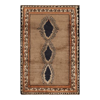 Vintage Gabbeh Persian Tribal Rug, Beige-Brown With DIamond Medallions - Rug & Kilim For Sale