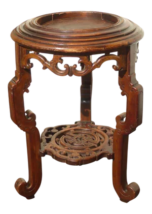Vintage Asian Oriental Jardiniere Carved Wood Plant Stand Side Table