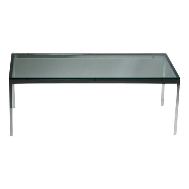 Coffee Table with Chrome Base and Glass Top by Florence Knoll For Sale