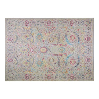 Vintage Turkish Hand Knotted Natural Color Organic Angora Wool Oushak Rug,9'8"x13'4" For Sale