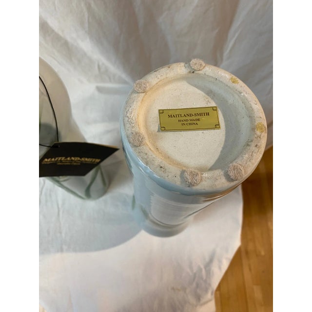 Maitland Smith Set of 2 Hand Painted Vintage Vases For Sale - Image 10 of 11