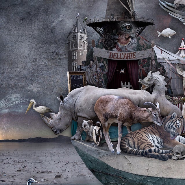 In Search of Arcadia by Marcin Owczarek | Photography of a surreal animal tableau on a boat For Sale - Image 4 of 5