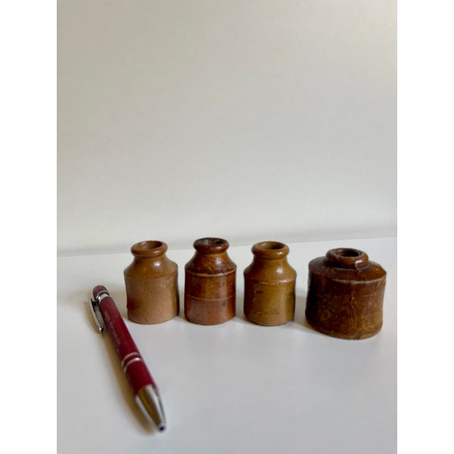 The Victorian School Room Set of 4 Salt-Glazed Stoneware Ink Pots, C 1880 Pair of Antique Victorian Stoneware Master Jars (Coordinates With Set of 4 For Sale - Image 10 of 14