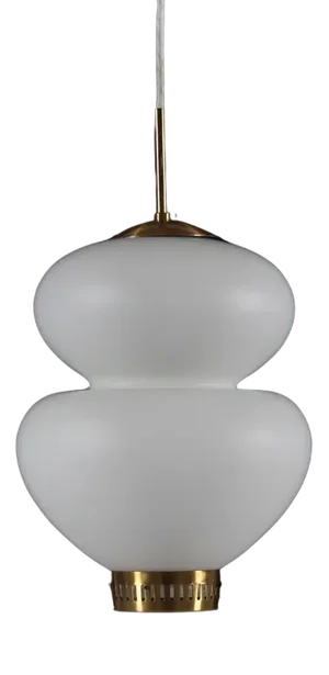 Peanut Pendant in Mouth-Blown White Opaline Glass by Bent Karlby for Lyfa, 1950s