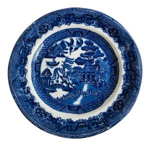 Antique Staffordshire Style Blue Willow 9” D Plate