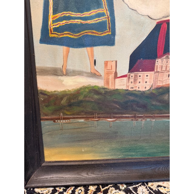 Vintage Folk Art Oil Painting, Violinist and Dancer With Les Sylphides Ballet Scene, Framed For Sale - Image 11 of 14