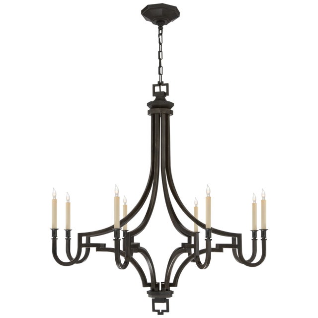 Mykonos Large Chandelier in Aged Iron Designer: Chapman & Myers Canopy: 6.5" Octagon Mounting: Chain Shade Detail:...