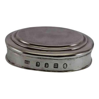 Vintage Sterling Silver Oval Snuff Box, Britania Standard. For Sale