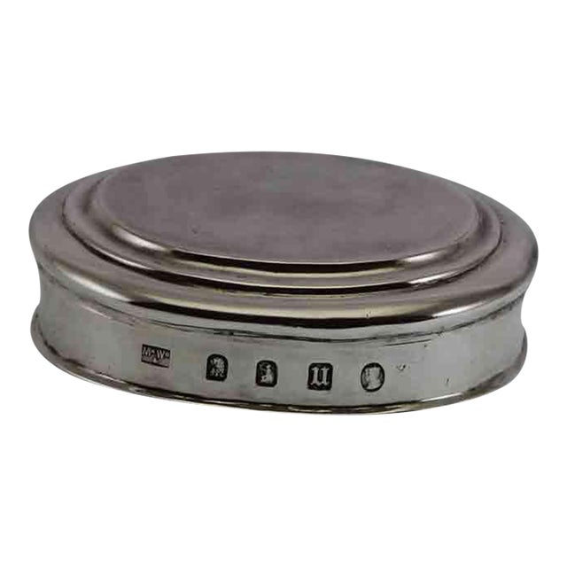 Vintage Sterling Silver Oval Snuff Box, Britania Standard. For Sale