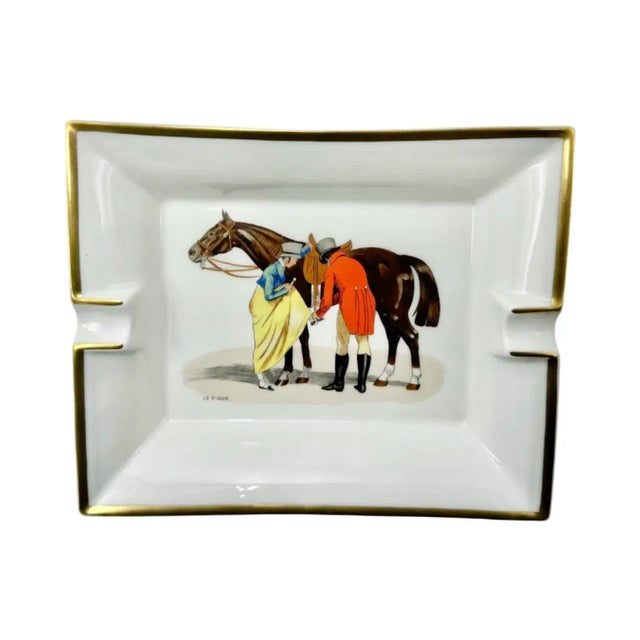 Vintage Hermes Paris Philippe Ledoux Equestrian Porcelain Ashtray For Sale - Image 10 of 15