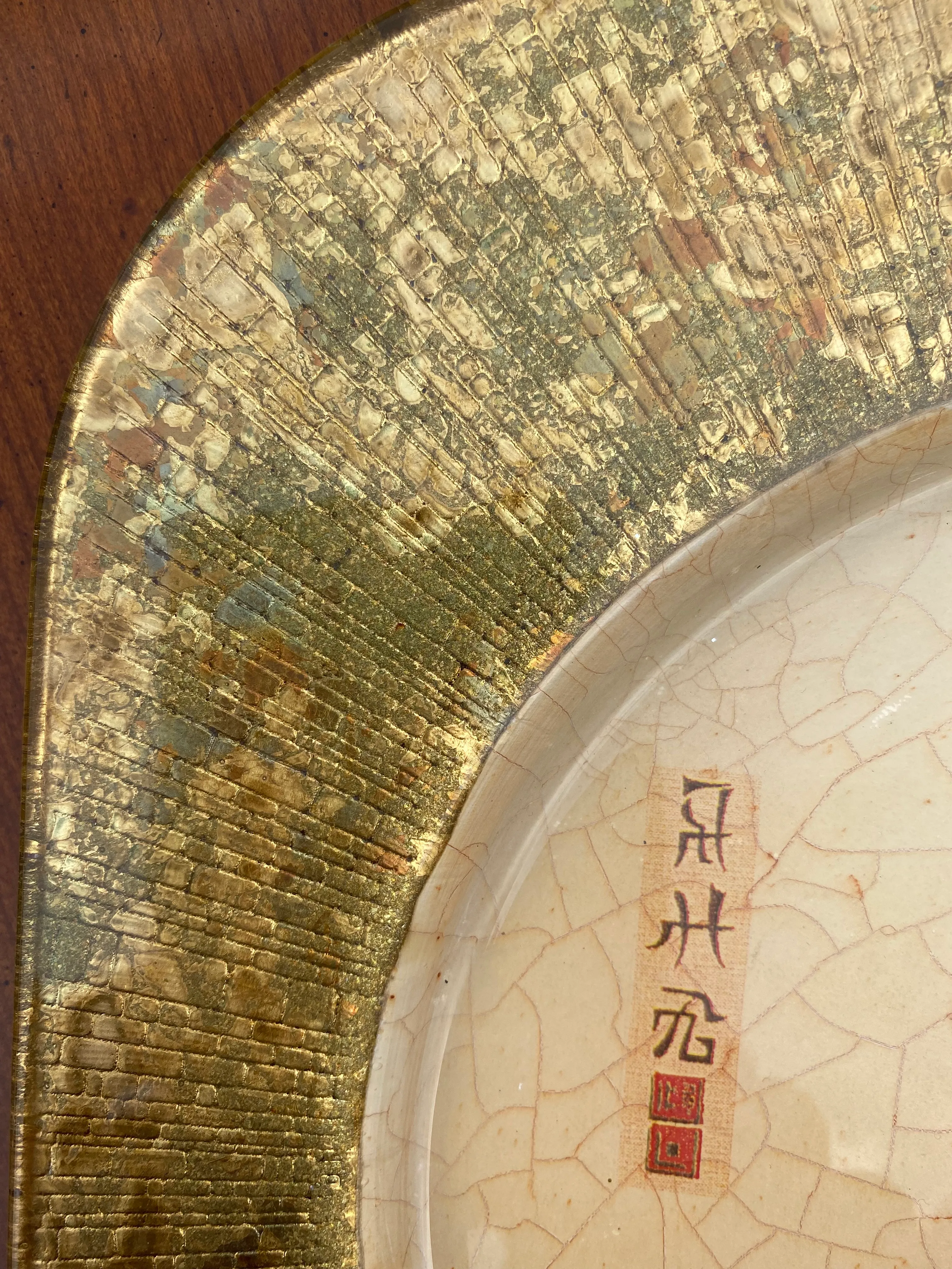 Vintage Lesley Roy Hand Made Decorator Reverse Painted Glass Plate