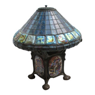 Late 20th Century Tiffany Style Turtle Back Lamp For Sale