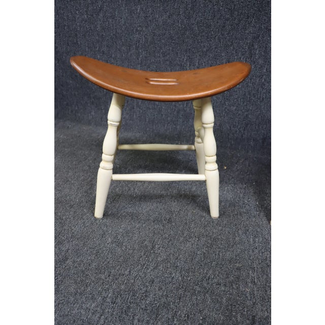 Country Style Dish Seat Counter Stools - a Pair For Sale - Image 4 of 7