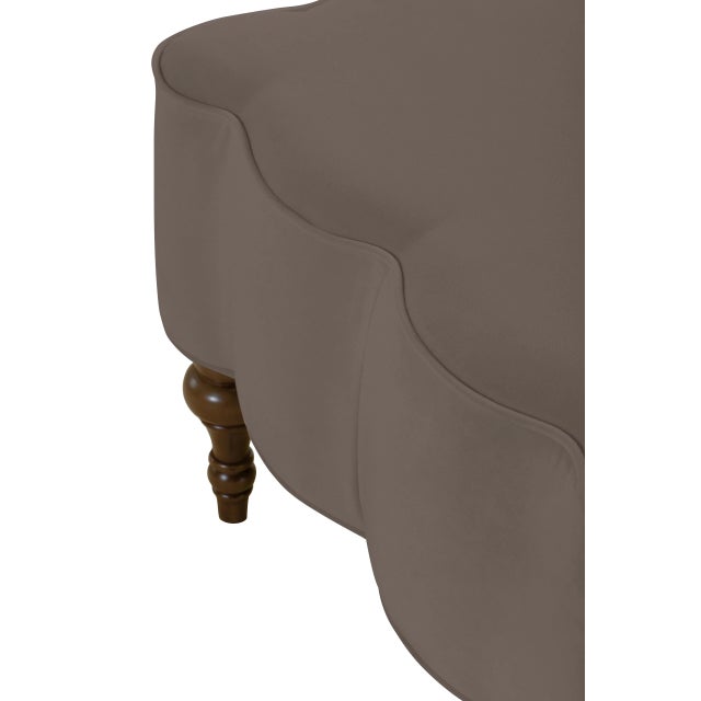 The Chairish Collection Mirasol Scalloped Ottoman, Tabor Gray Velvet For Sale - Image 4 of 6