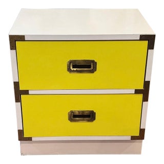 1970's Yellow and White Campaign Colormates Nightstand Attributed to Morris of California For Sale