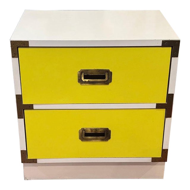 1970's Yellow and White Campaign Colormates Nightstand Attributed to Morris of California For Sale