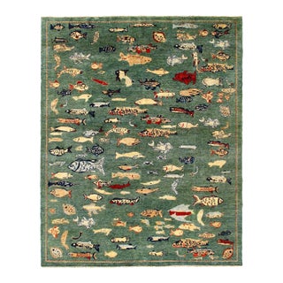 Pasargad DC Fine Hand Knotted Gabbeh Fish Design Rug For Sale