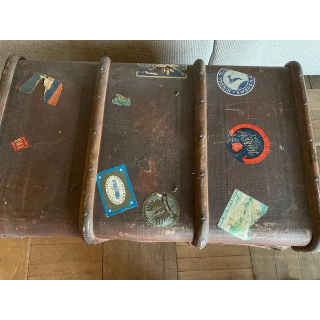 Brown Beech Transport Trunk, in Worn conditions. Designed 1950 to 1959