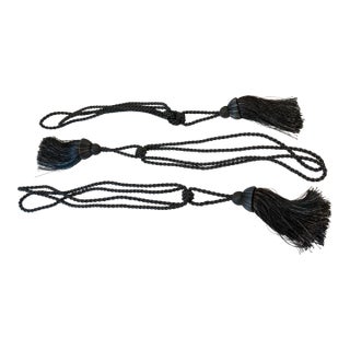 Vintage Grey and Silver Tassel Tie Backs - Set of 3 For Sale