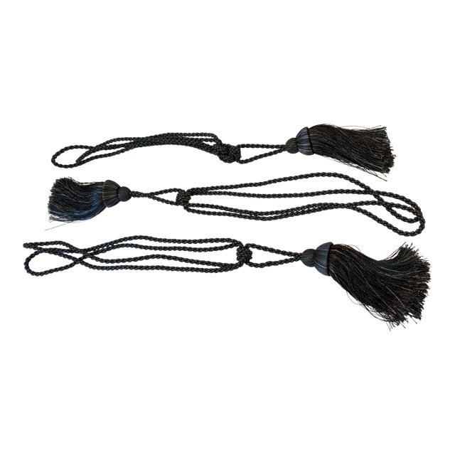 Vintage Grey and Silver Tassel Tie Backs - Set of 3 For Sale