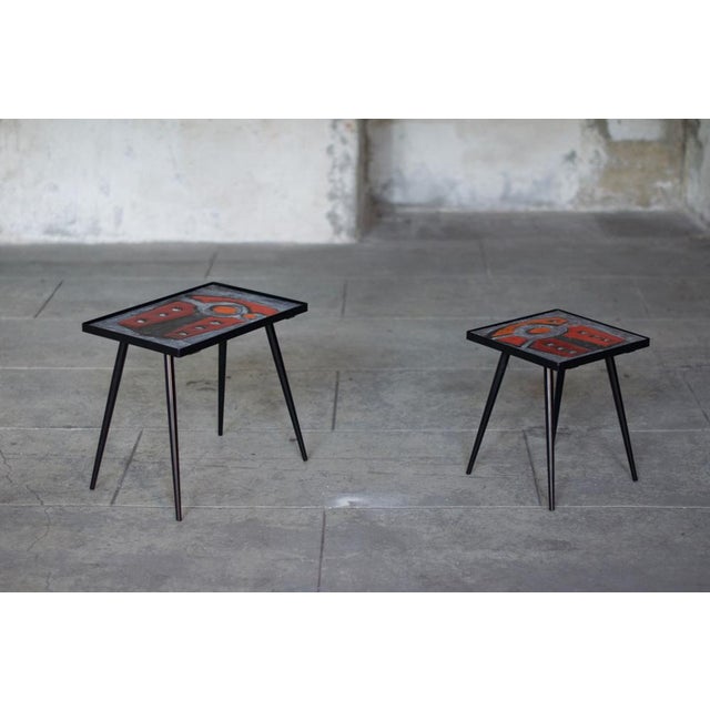 Vintage Low Ceramic Tables from Brothers Jean & Robert Cloutier, 1950s, Set of 2 For Sale - Image 17 of 18