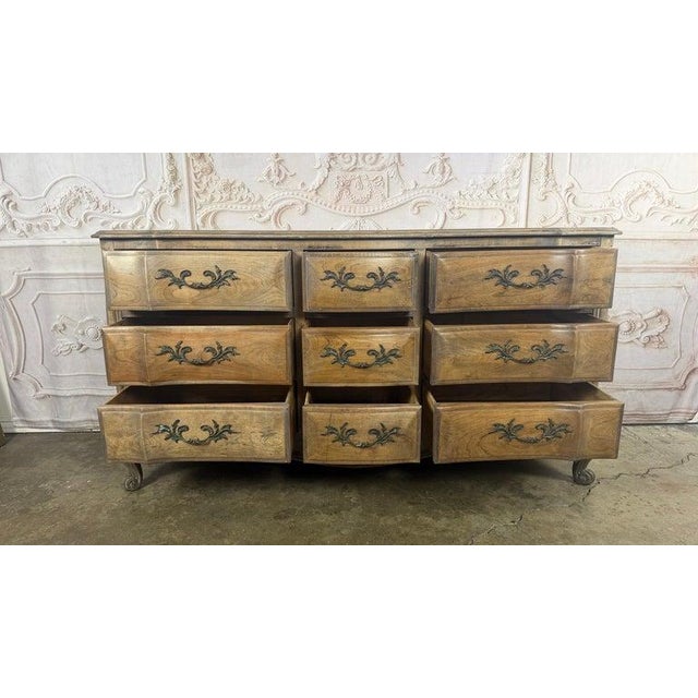French Louis XV Style 9-Drawer Bombe Dresser in Bleached Fruitwood For Sale - Image 14 of 18