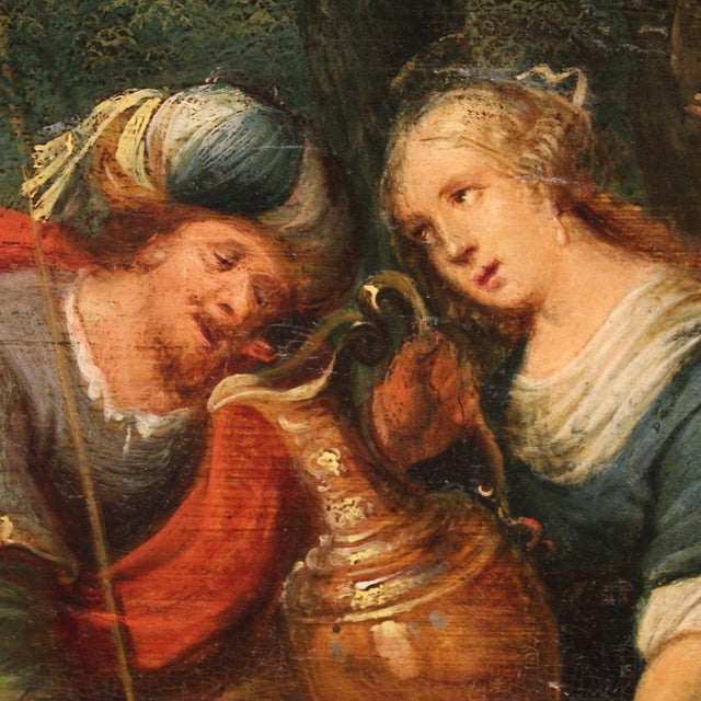 Flemish Artist, Rebecca at the Well, 1670, Oil on Panel, Framed For Sale - Image 11 of 16