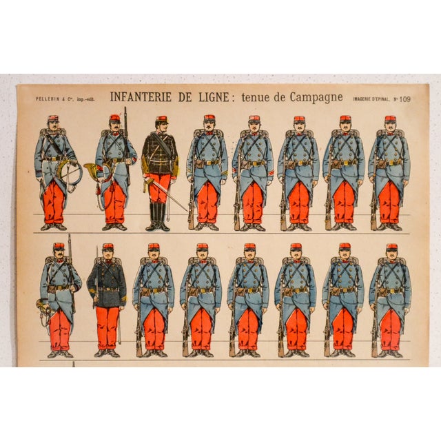 French 1880s - 1890s French Military Print - Imagerie d'Épinal #109 - Infanterie De Ligne (Tenue De Campagne) For Sale - Image 3 of 3