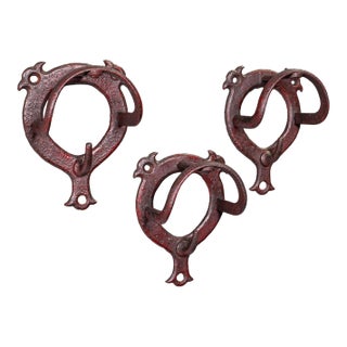 Trio of Antique Crop Hanging Racks, English, Equestrian, Coat Hook, Victorian For Sale