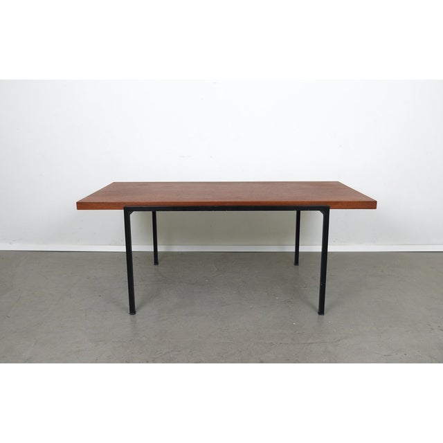 1960s Teak Coffee Table with Black Metal Frame by Eduard Ludwig for Lotos Werkkunst, Germany, 1960s For Sale - Image 5 of 18