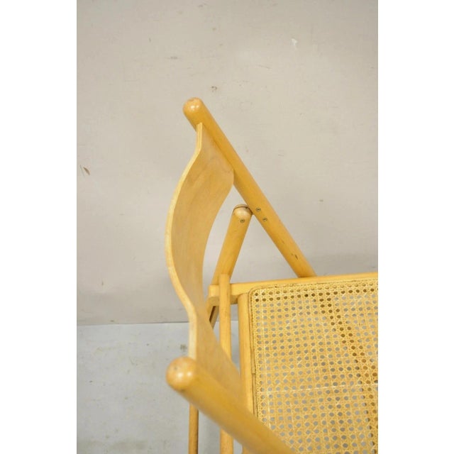 Habitat Vintage Habitat England Style Mid Century Modern Bentwood & Cane Folding Chairs - Pair For Sale - Image 4 of 12