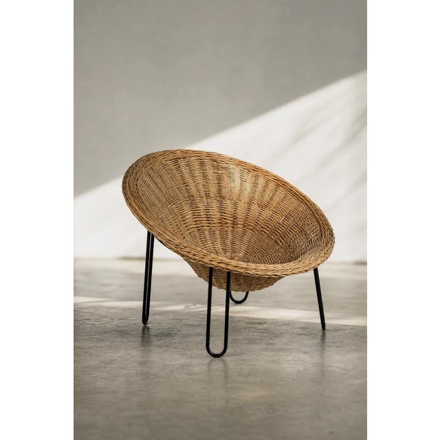 Vintage Italian Modern Boho Rattan Spherical Bowl Chair, 1950s For Sale - Image 17 of 18