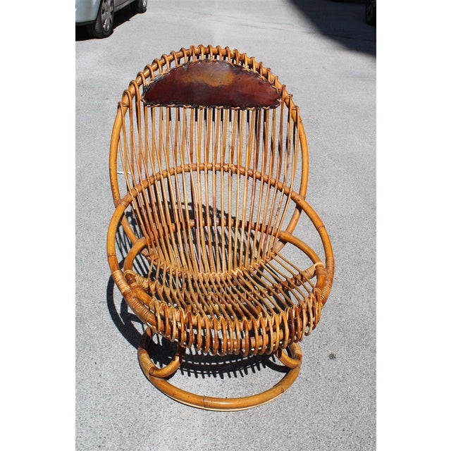 Italian Bamboo Armchair by Tito Agnoli, 1950s, in Very Good conditions. Designed 1950 to 1959 This piece is attributed to...