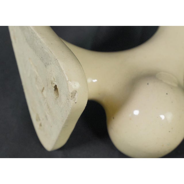Almond Pair of Vintage European Ceramic Bathroom Towel Bar Brackets For Sale - Image 8 of 9