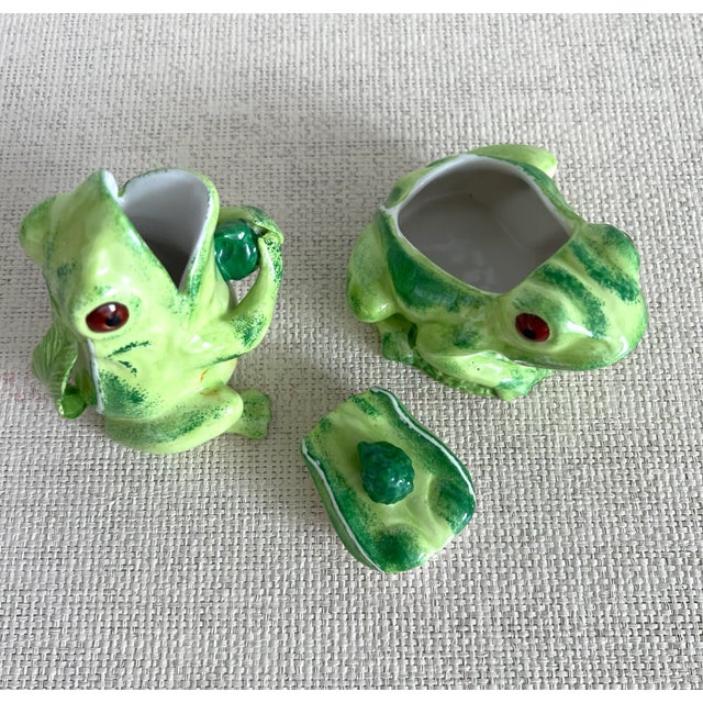 Ceramic Italian Frog Sugar Bowl and Creamer Set For Sale - Image 7 of 12