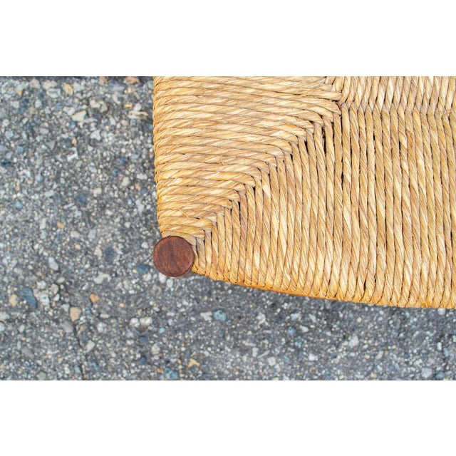 Vintage Italian Wood and Straw Stool, 1960s For Sale - Image 4 of 6