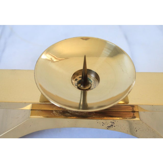 Vintage Japanese Modernist Brass Candle Holder For Sale - Image 11 of 12