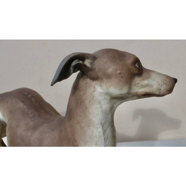 Life Size Antique French Porcelain Grey Hound 1867 ( 159 Years Old) For Sale - Image 13 of 16