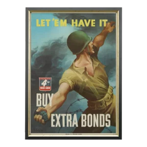 "Let 'Em Have It. Buy Extra Bonds" Vintage Wwii 4th War Loan Poster, 1943