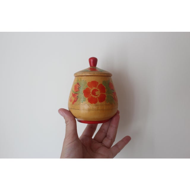 Wood Vintage Hand Painted Wood Flower Box, Folk Art, Trinket Box, Jewellery Box, Secret Storage, Bohemian Kitchen Decor, Country Style, Staging For Sale - Image 7 of 10