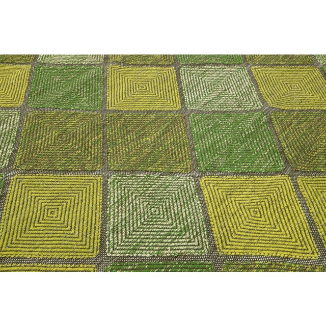 Green Contemporary Swedish Style Wool Rug Handmade With Geometric Pattern For Sale - Image 9 of 9