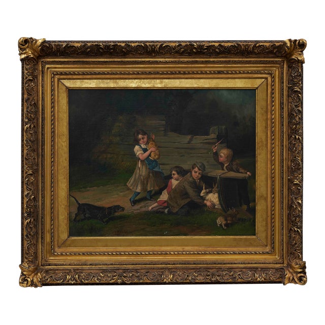 David B Bechtel (1895 - 1960) 19th Century Painting With Scenes of Children For Sale