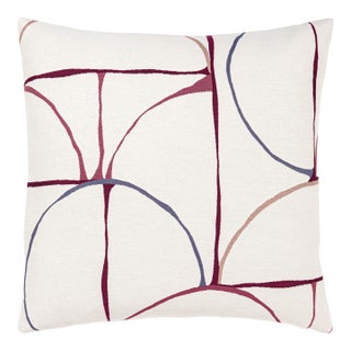 The House Of Scalamandré Aerial Square Pillow In Raspberry For Sale