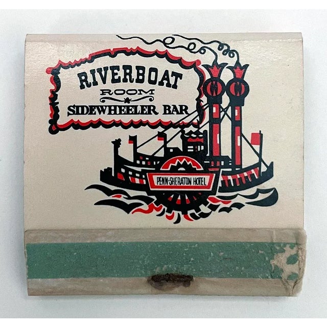 Vintage Riverboat Room Sidewheeler Bar of Pittsburgh matchbook. 3 dimensional matchbook is mounted inside a black...