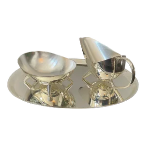 1950s Silverplate Creamer + Sugar Set by Kurt Meyer for Wmf- 3 Pieces